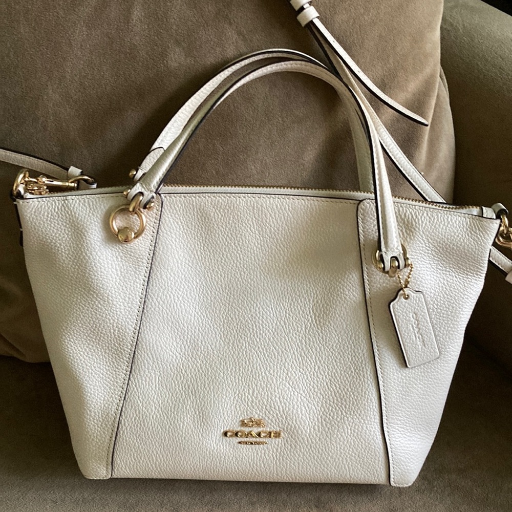 Coach pebble leather white handbag